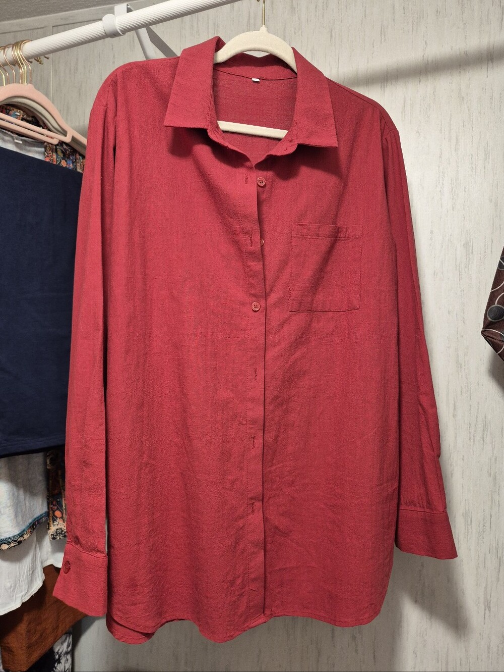 Women's XL Pure Cotton Shirt, Wine Red, Like New